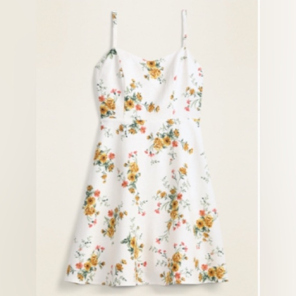 Floral linen-blend fit & flare cami dress